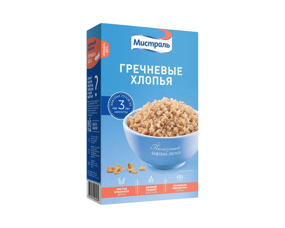 Хлопья Мистраль гречневые 400г, шт