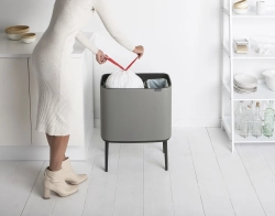 Brabantia Bo Touch 11+23л мусорный контейнер для минерального бетона серый EAN 8710755127243