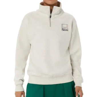 Женская Кофта теннисная Asics Court Core Graphic Half Zip - soft oat heather