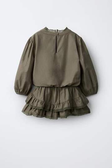 ZARA ПЛАТЬЕ В СТИЛЕ БОХО С КРУЖЕВОМ, ХАКИ