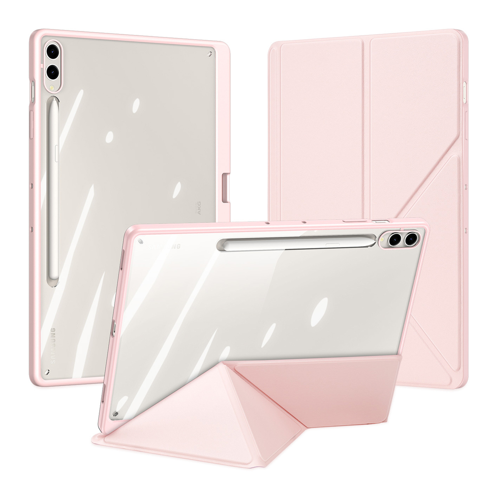 Чехол книжка розового цвета от Dux Ducis для Samsung Tab S10+, S9+, S9 FE+, серия Magi Series Case, с держателем Pencil и функцией автоматического перехода в спящий режим