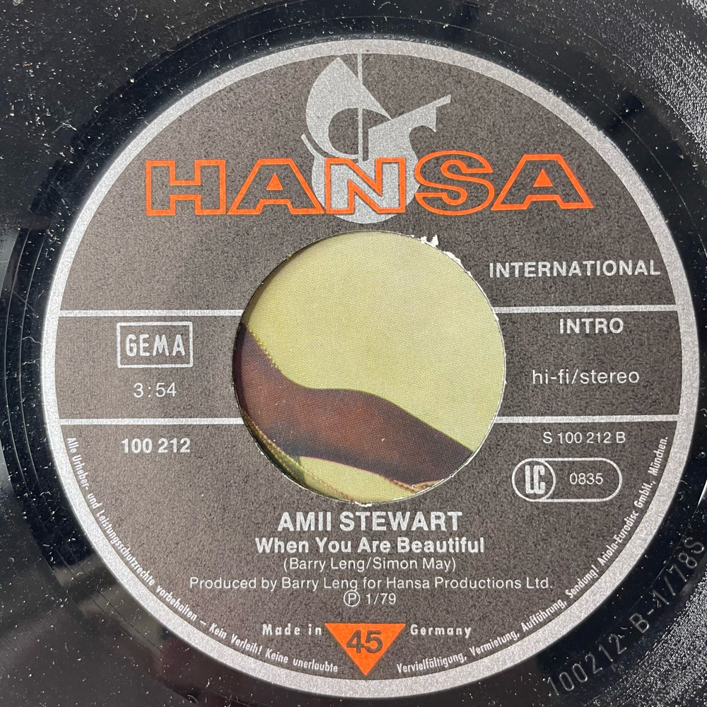 Винтажная виниловая пластинка 7 дюймов (маленькая пластинка) Amii Stewart, Knock On Wood (Germany 1979)