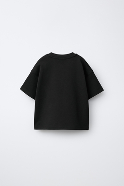 ZARA БАЗОВАЯ ФУТБОЛКА INTERLOCK, ЧЕРНЫЙ