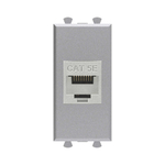 Компьютерная розетка RJ-45 без шторки модульная, кат.5е экранированная, "Avanti", "Закаленная сталь", 1 модуль
