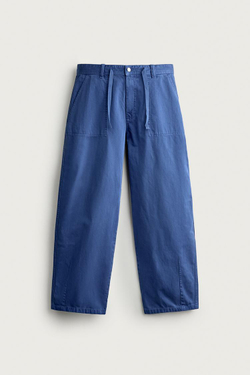 ZARA БРЮКИ RELAXED STRAIGHT FIT, ЯРКО-СИНИЙ