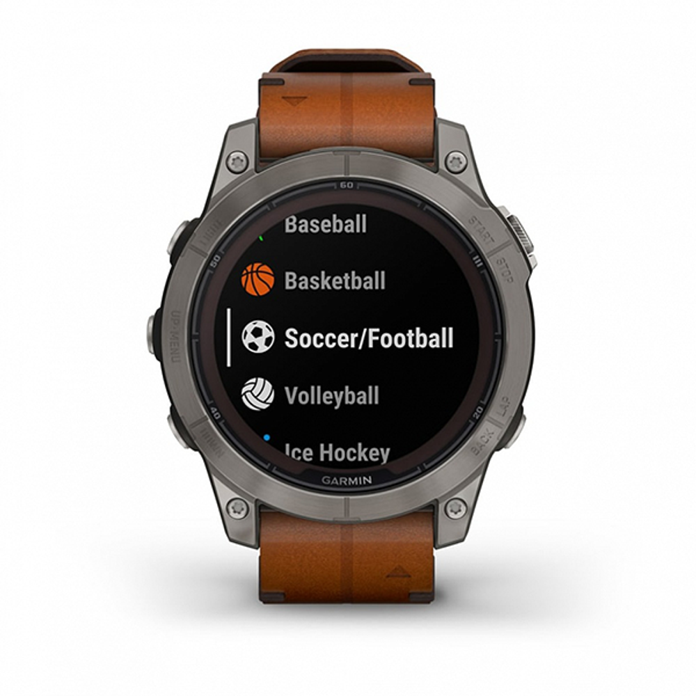 Умные часы Garmin FENIX 7 PRO Sapphire Solar 47мм титановый серый с коричневым кожаным ремешком