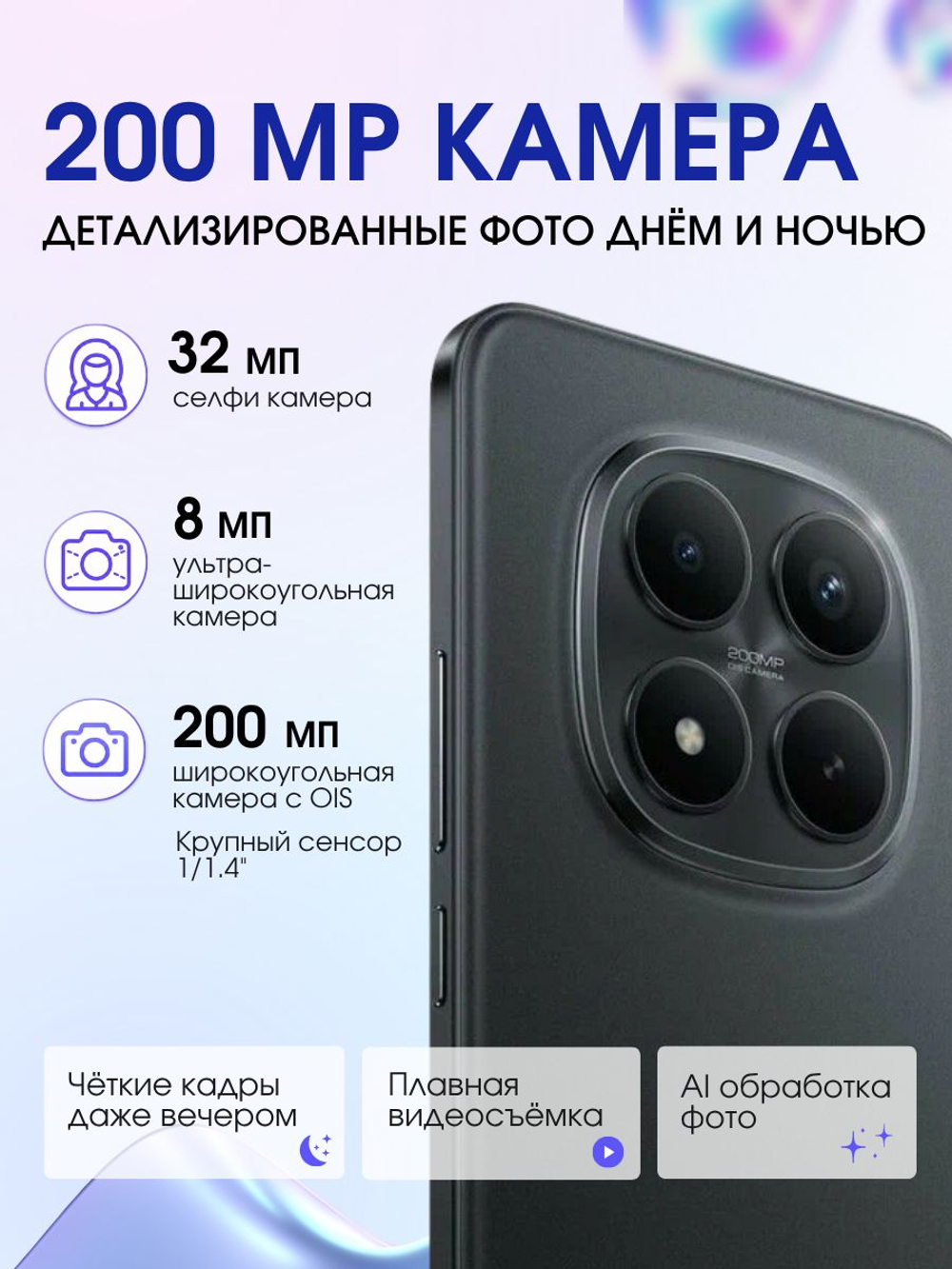 Смартфон Xiaomi Redmi Note 15 Pro 12/512 ГБ Ростест, черный