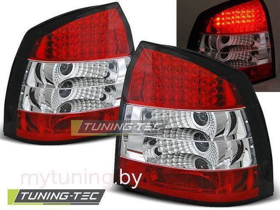 Задние фонари Opel Astra G red white led