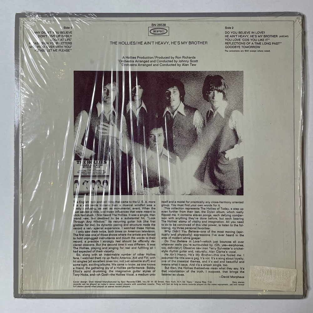 Винтажная виниловая пластинка LP The Hollies He Ain't Heavy, He's My Brother (USA 1980)