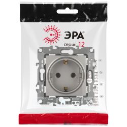 Розетка ЭРА Серия 12 12-2101-16 2P+E Schuko 16А-250В титан | Эра 12