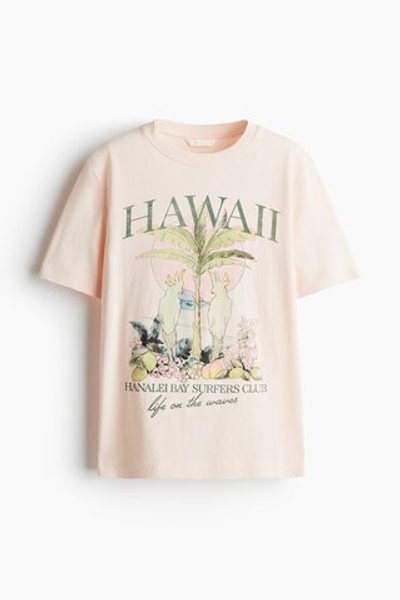 Футболка с принтом — Пыльно-розовый/Hawaii - H&M