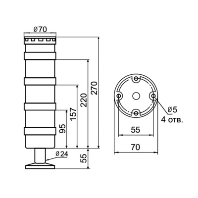 Светосигнальная колонна INNOCONT TL70B-220-RGR-55