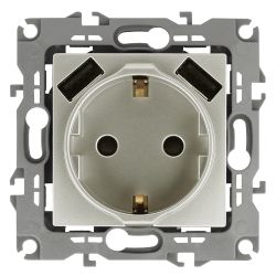 Розетка ЭРА Серия 12 12-4109-15 2P+E 16A-250В штор. с 2xUSB 5В-3А перламутр | Эра 12