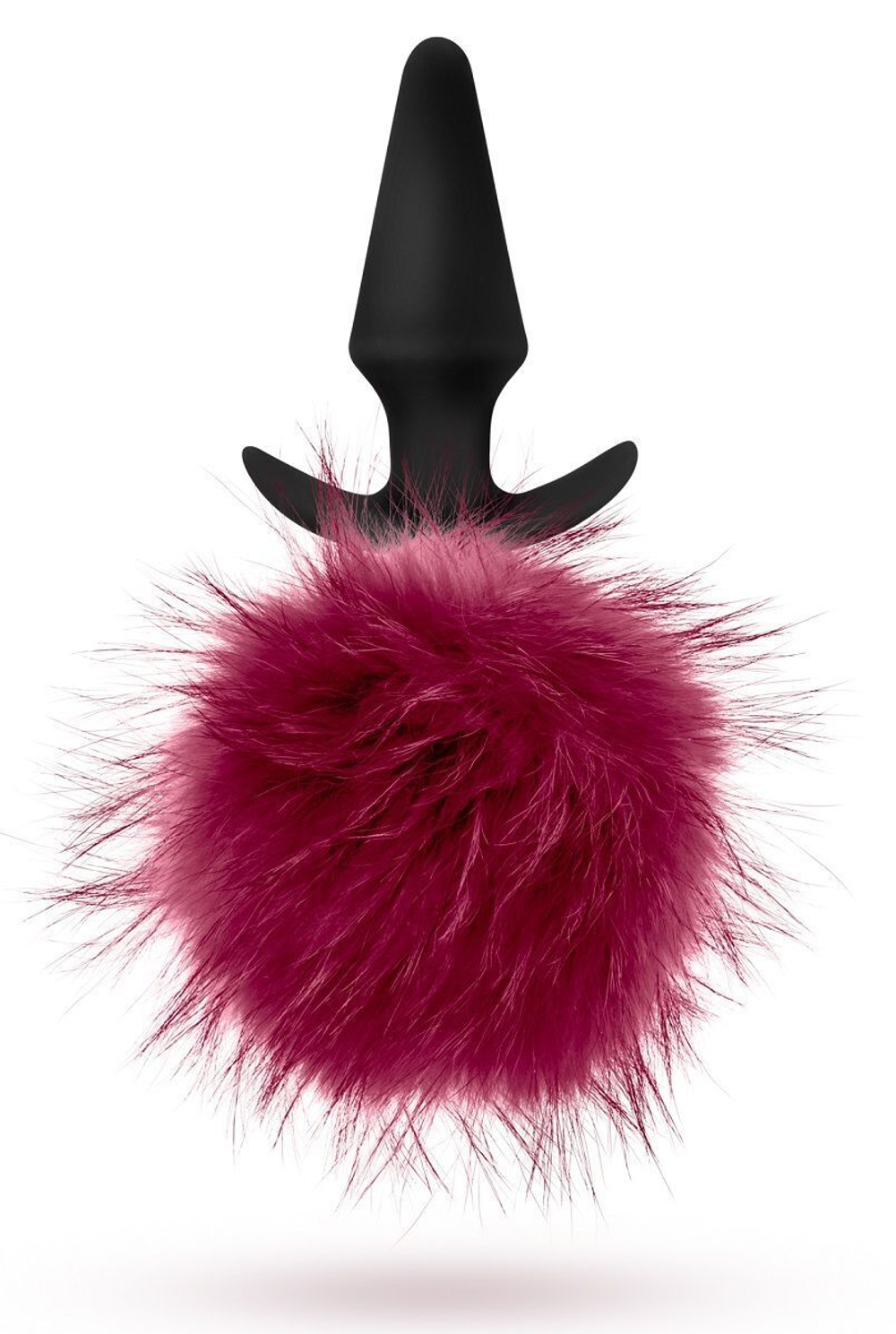 Силиконовая анальная пробка с бордовым заячьим хвостом Fur Pom Pom - 12,7 см. (Цвет: бордовый)