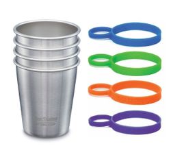 Набор стаканов Klean Kanteen Steel Cup 10oz (296 мл) + силиконовые держатели, - 4 шт