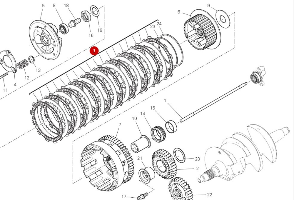 Ducati Пакет фрикционов мокрого сцепления V4 19020521A
