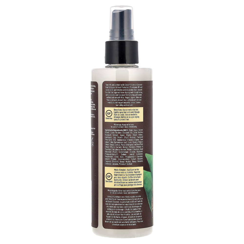 Desert Essence, Выпрямляющее средство и термозащита для волос с кокосом, 237 мл (8,5 жидкой унции)