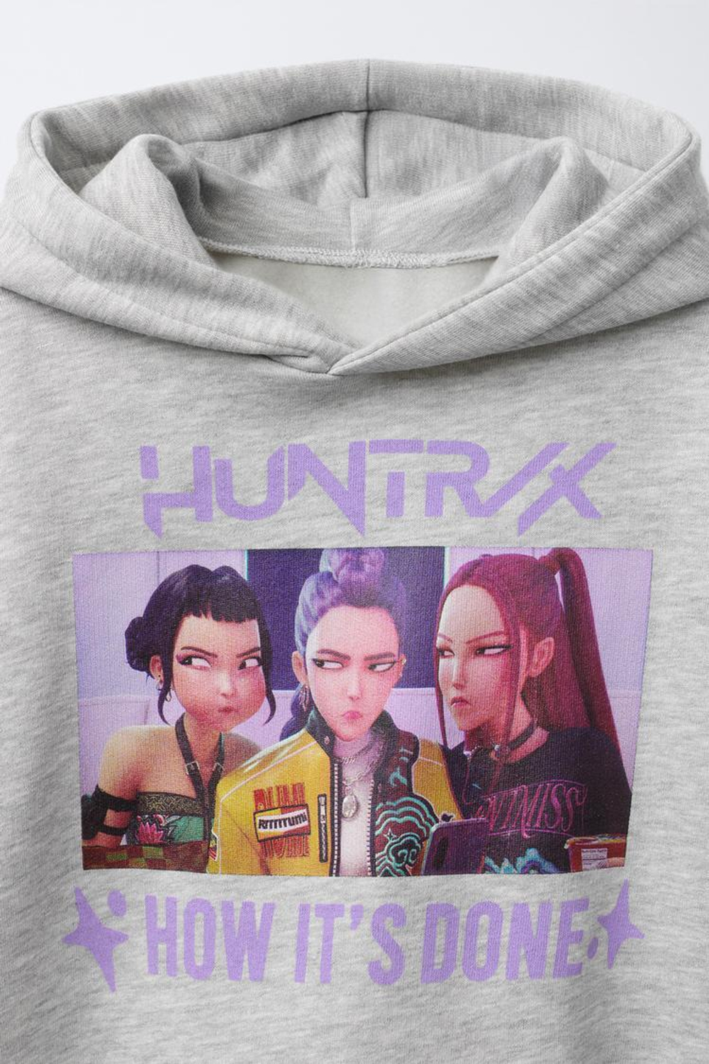 ZARA ХУДИ С ПРИНТОМ KPOP DEMON HUNTERS™ NETFLIX ©, СЕРЫЙ МЕЛАНЖ