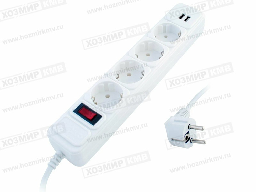 Сетевой фильтр 3м 4 розеток +USB разъем SMARTBUY
