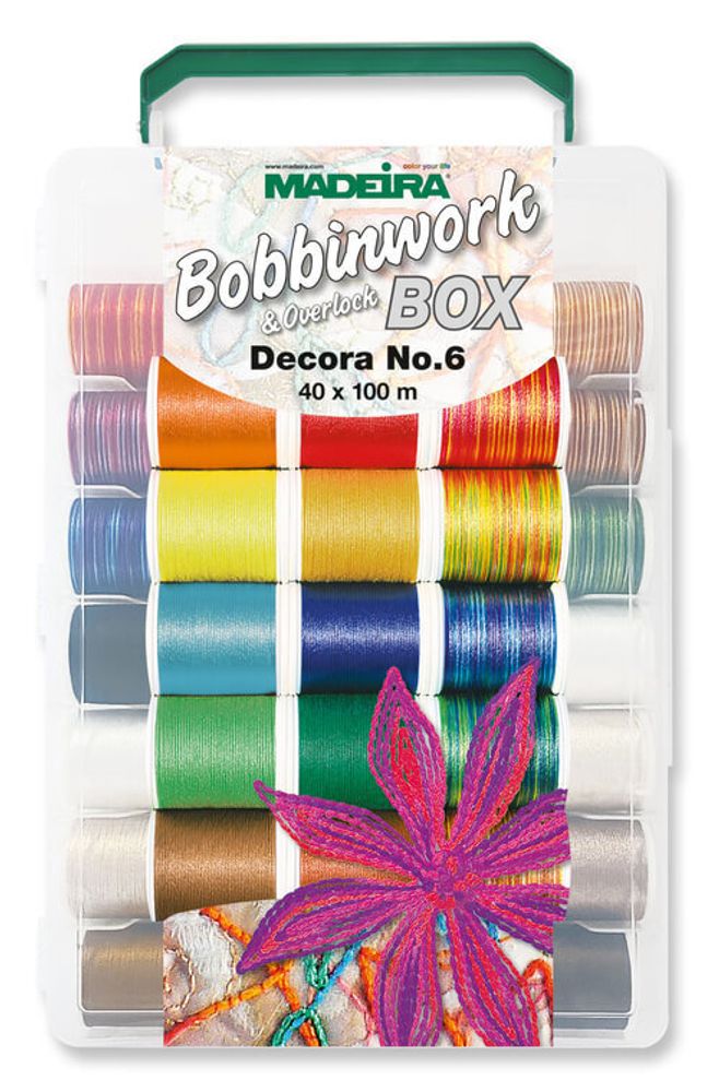 Швейные нитки (набор) Madeira Bobbinwork Box Decora №6, 8059 Швейные нитки (набор) Madeira Bobbinwork Box Decora №6, 8059