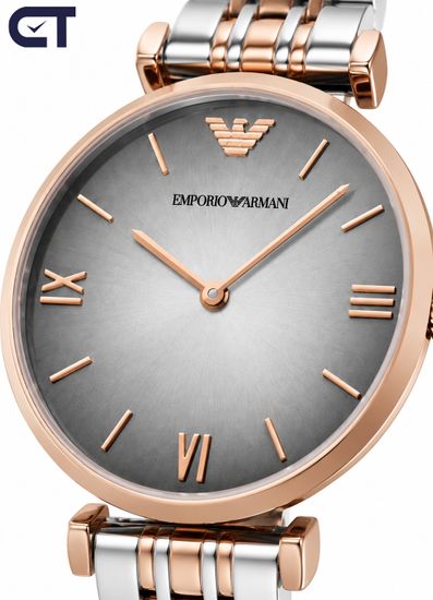 Emporio Armani AR1725 Gianni женские наручные часы — серый циферблат и отделка цвета розового золота