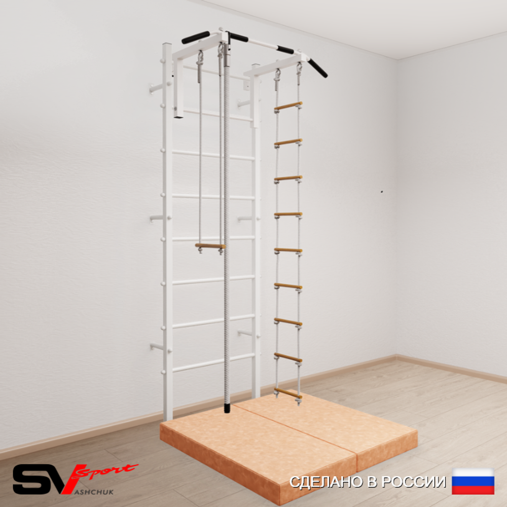Шведская стенка Sv Sport 5164 (Турник стандарт/Канат/Лестница/Трапеция/Мат 1м)