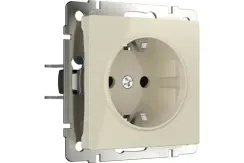 Розетка Werkel с заземлением + шторка IP31 слоновая кость 25905
