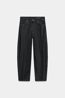 ZARA ДЖИНСЫ TAPERED С ВЫСОКОЙ ПОСАДКОЙ — ZW COLLECTION, ЧЕРНЫЙ
