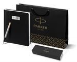 Подарочный набор: Ручка перьевая Parker Jotter Stainless Steel GT и Ежедневник недатированный черный