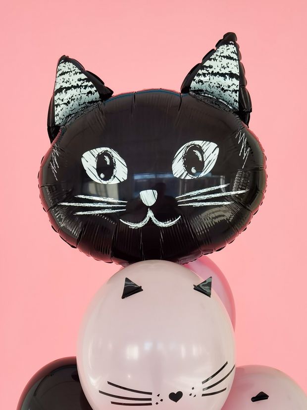 КОТ Шар котики 2 стороны черный и белый 45 см (БГ-20)