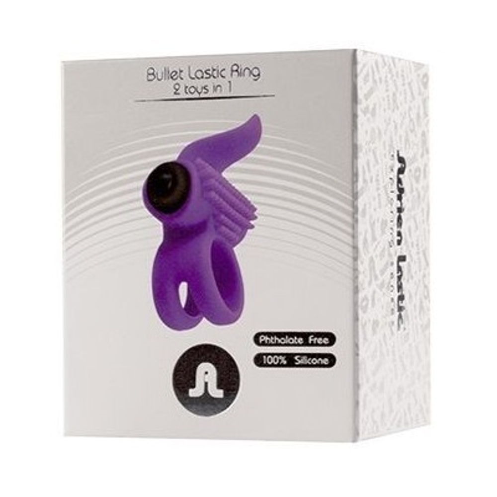 Эрекционное кольцо 5,7см с подхватом мошонки и стимуляцией клитора Adrien Lastic Bullet Lastic Ring