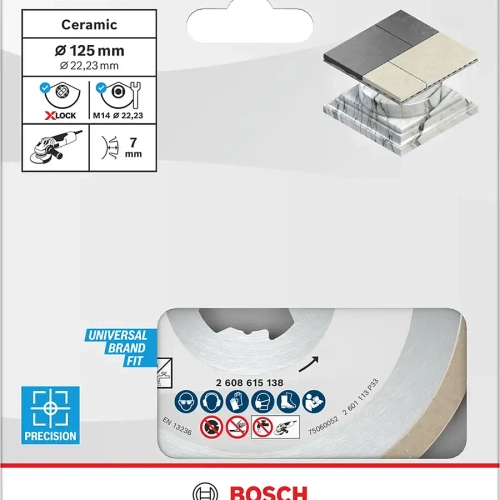 Алмазный отрезной диск Standard for Ceramic X-LOCK 125x22,23x1,6x7 BOSCH 2608615138