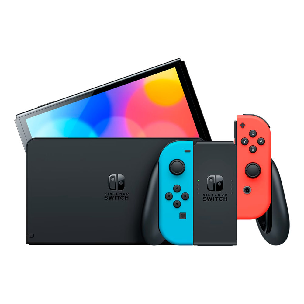 Портативная игровая консоль Nintendo Switch (OLED-модель), Neon Blue/Neon Red (Неоновый синий/Неоновый красный)