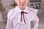 19318, Блузка, д/р, белый/бордо, р.122-56 - р.158-80 д/д
