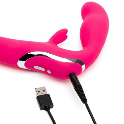 Ярко-розовый безремневой страпон Rechargeable Vibrating Strapless Strap-On (Цвет: ярко-розовый)