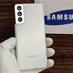 Задняя крышка для Samsung S21 (задняя пластиковая панель) "Премиум качество" цвет: Белый фантом (Чёрный)