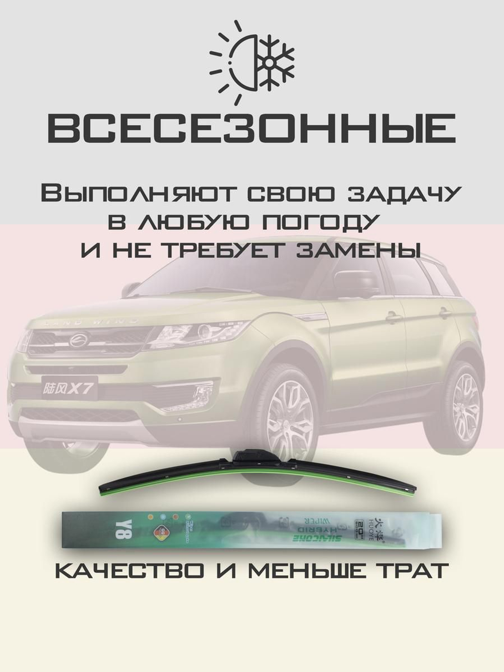 Щетки стеклоочистителя HUOYE Y8 550/500 мм на Landwind X7 | Hook/J-Hook