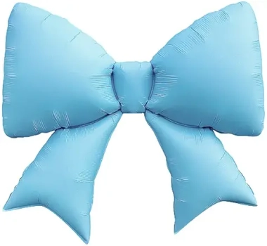 Шар (39''/99 см) Фигура, Бант, Голубой, Сатин, 1 шт. в уп.