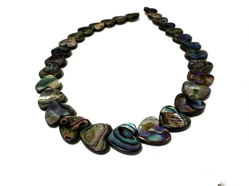 Бусина перламутр сердце Blue Abalone Shell 13 х 12,7 мм, 5 шт.