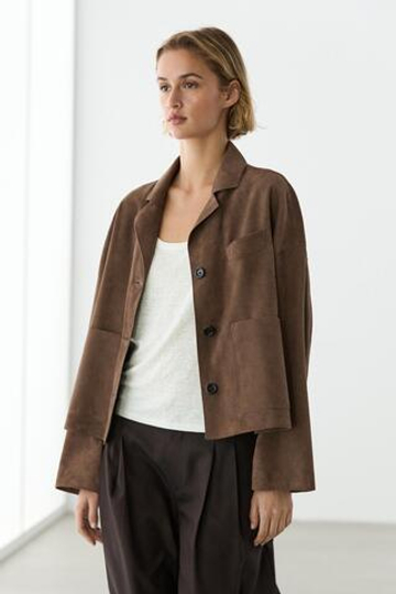 Massimo Dutti Свободная замшевая куртка, кротово-коричневый