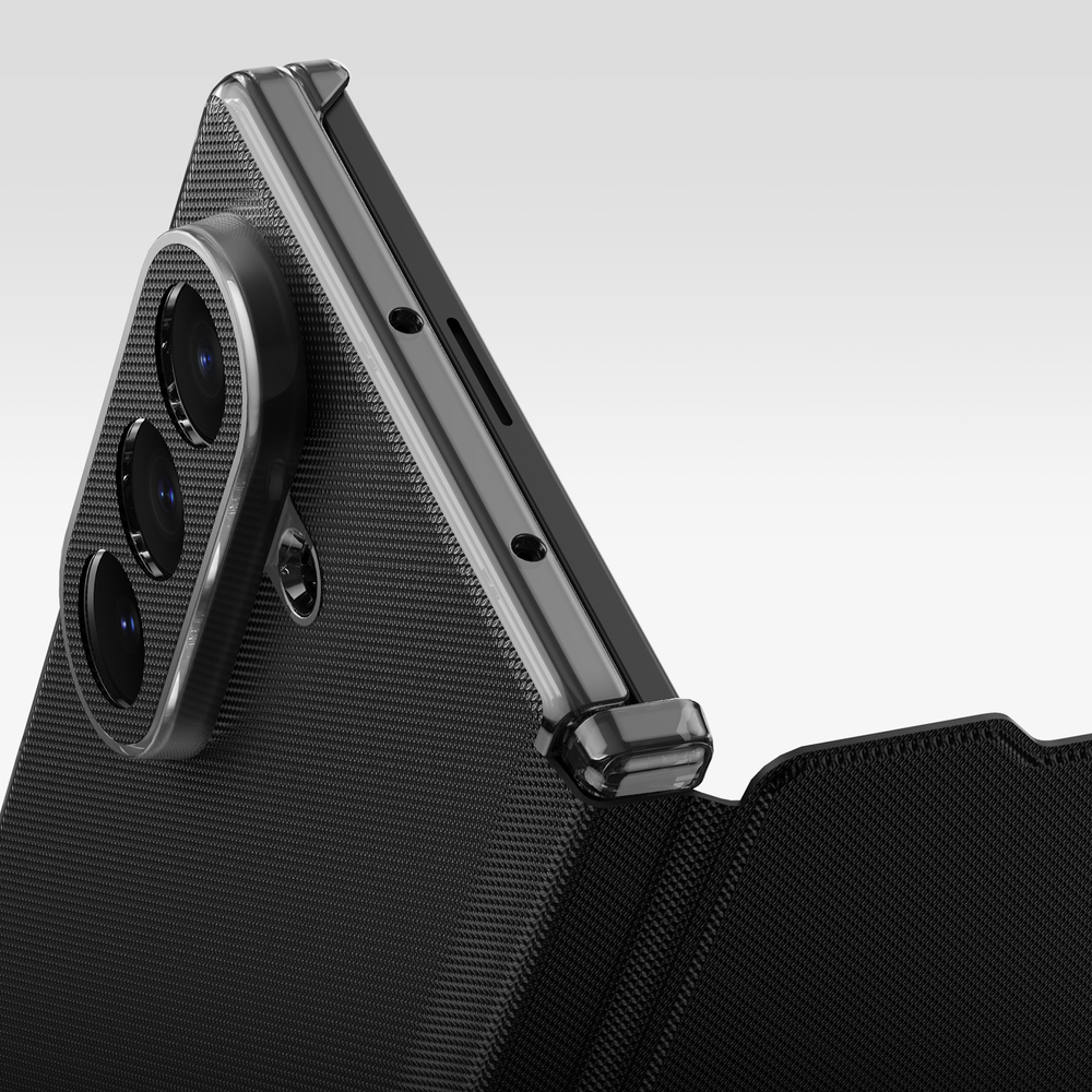 Чехол с покрытием "под кожу" черного цвета для Samsung Galaxy Z Fold 8 Ultra, серия Fort Series Case от Dux Ducis