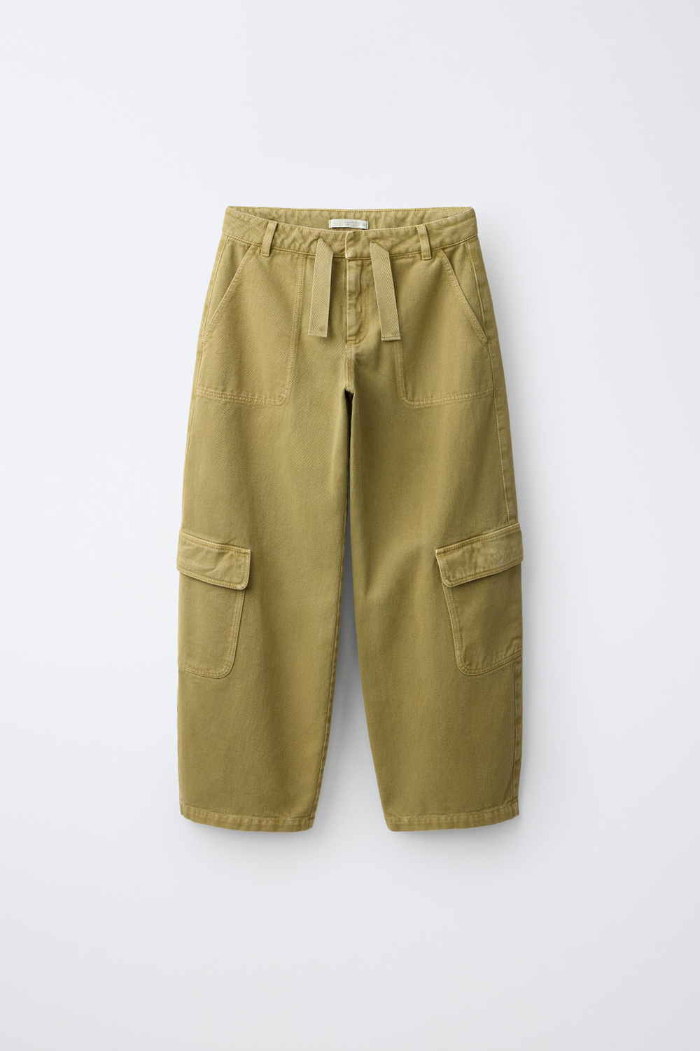ZARA БРЮКИ КАРГО WIDE LEG, ХАКИ