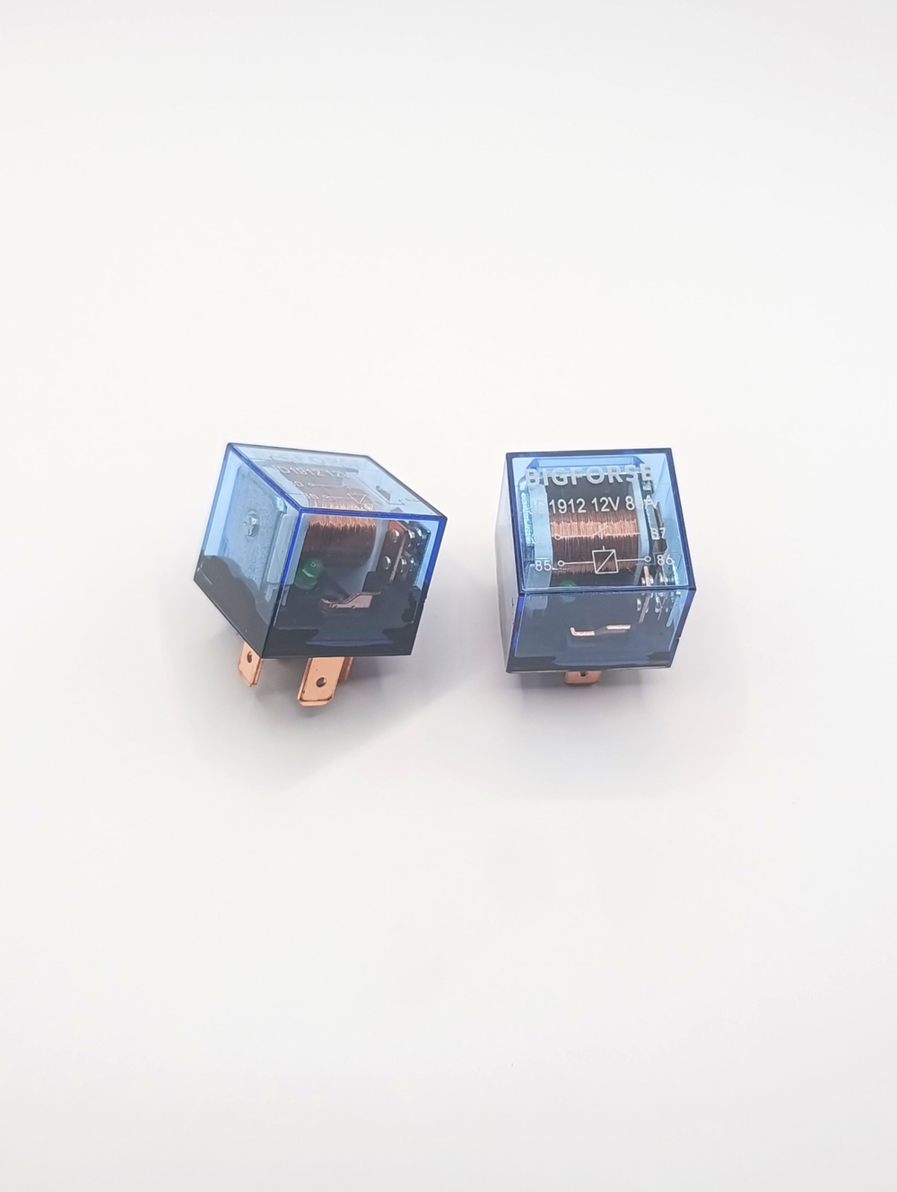 Реле 4-х контактное, комплект из ДВУХ штук, реле автомобильное 12V 80А с индикатором, с кронштейном