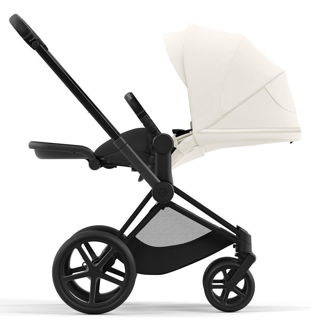 Коляска 3 в 1 Cybex Priam IV Matt Black complete и автокресло Aton S2 i-Size Ocean Blue Off White