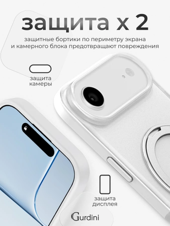 Чехол накладка iPhone 17 Air 6.5" Gurdini Shockproof Roller 360 White