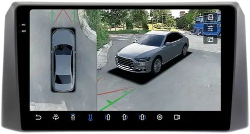 Магнитола для УАЗ Патриот Пикап Профи 2016+ (рамка тип 1) - FarCar BX9-360-9001F1 монитор 9.5" 2K QLED на Android 13, Быстрая, CarPlay, 4G SIM-слот, 4 камеры в комплекте