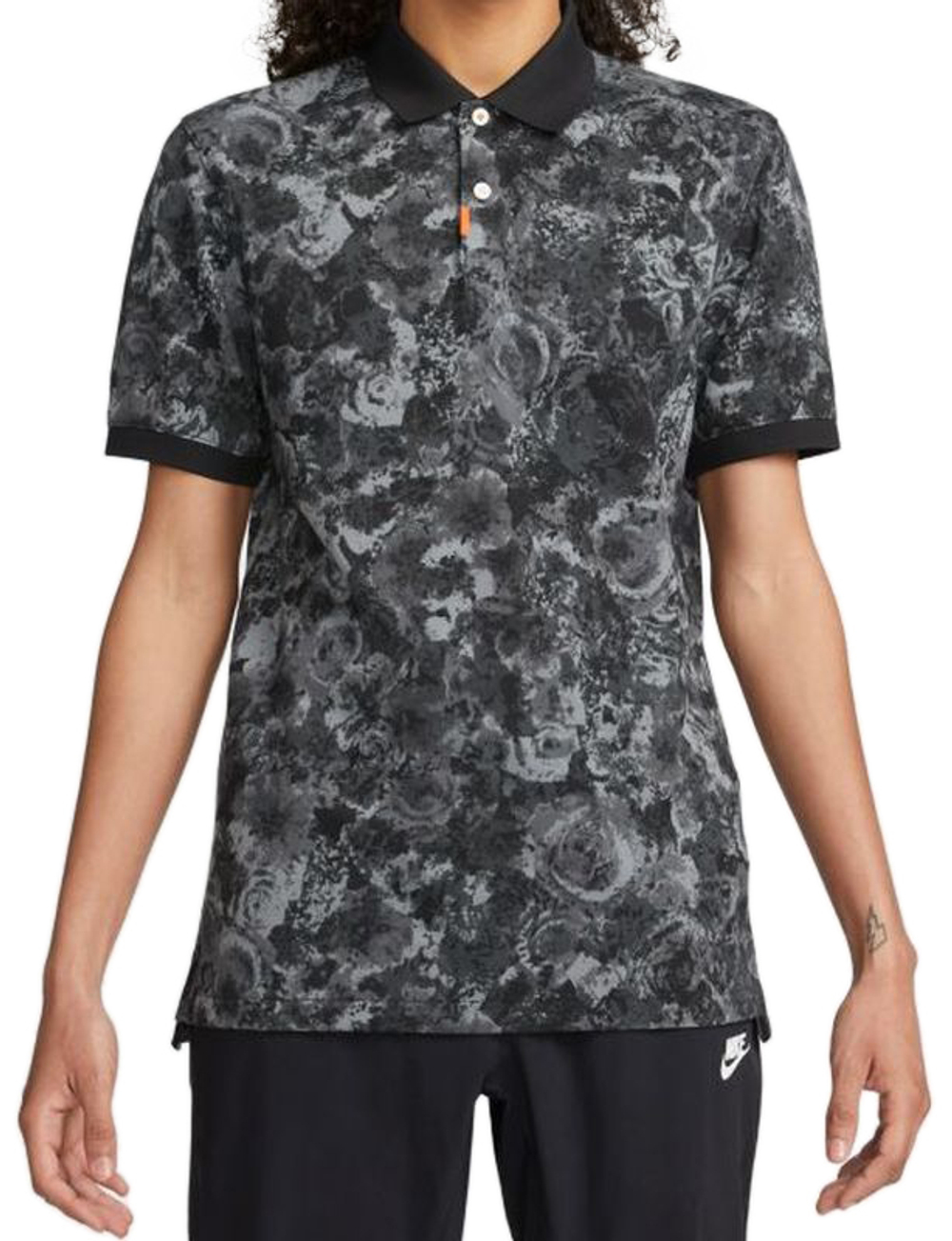 Мужское теннисное поло Nike Dri-Fit Printed Slim Fit Polo - black/black