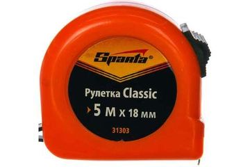 Рулетка измерительная SPARTA Classic, 5 м х 18 мм, пластиковый корпус 31303