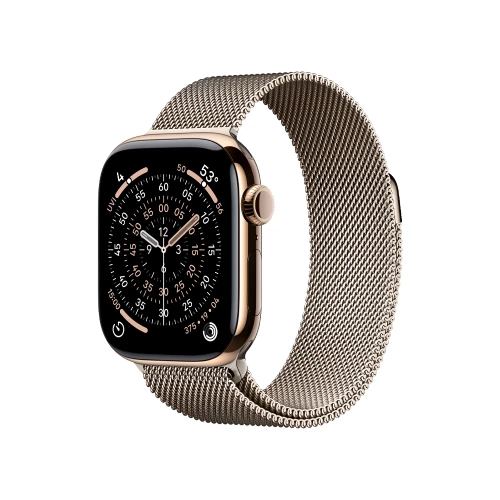 Умные часы Apple Watch Series 11 GPS + Cellular, 42mm, Gold Titanium Case with Natural Milanese Loop
