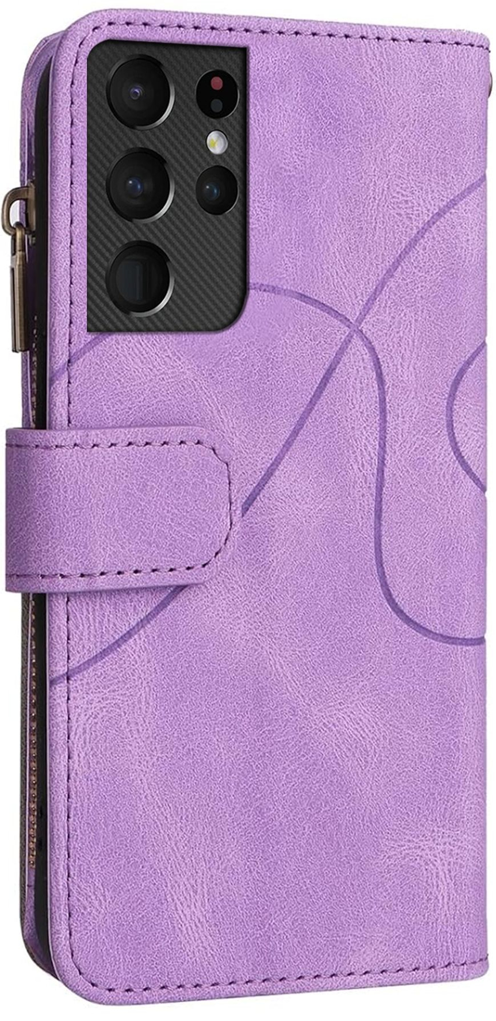 Дизайнерский чехол-книжка из кожи для SAMSUNG GALAXY S21 ULTRA с кошельком, 5 слотами для карт и подставкой